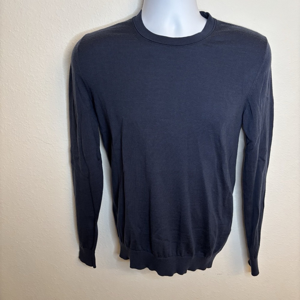 Reiss Men's Small 100% Wool Navy Blue Crewneck Jumper Quiet Luxury